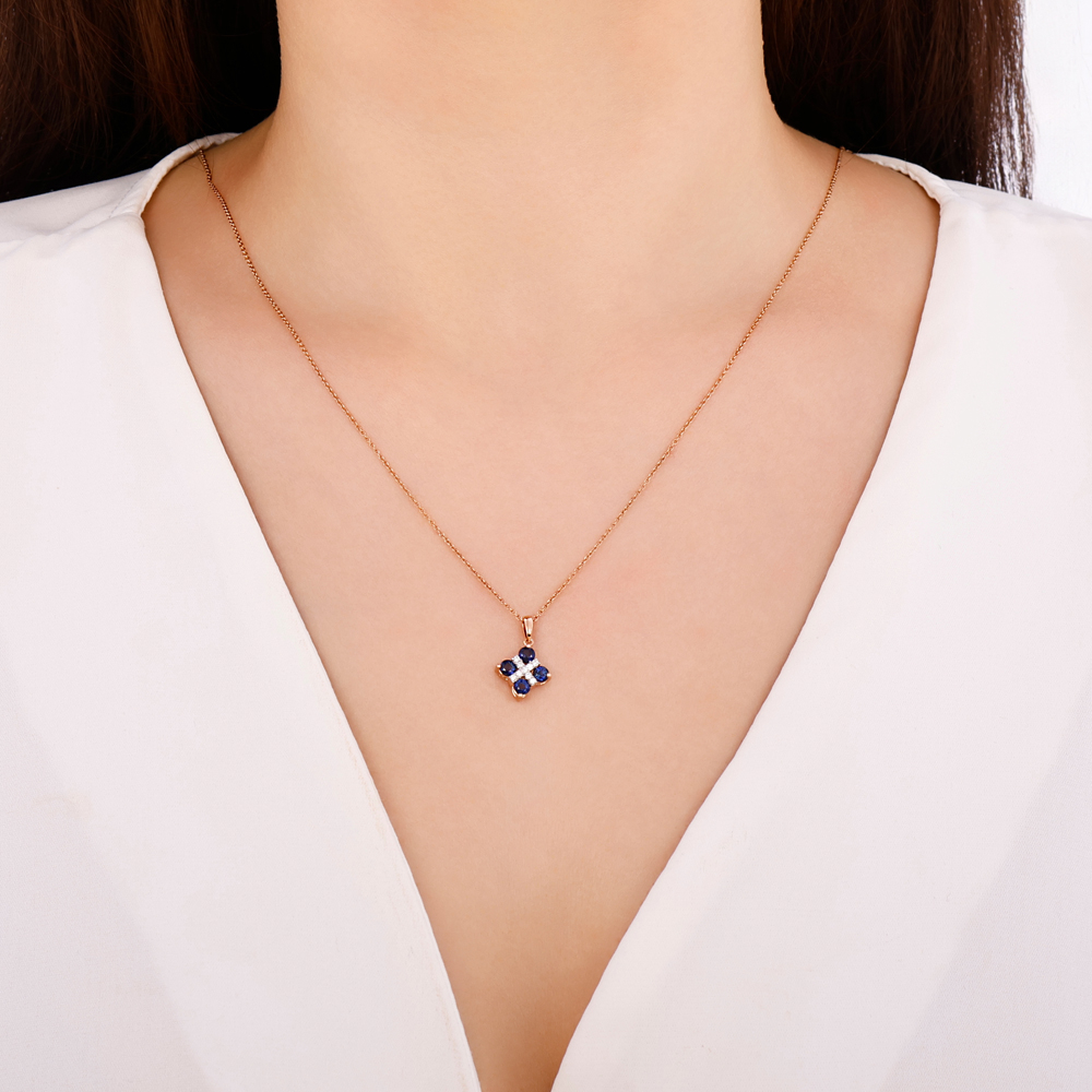 Safir Yıldız Pırlanta Kolye