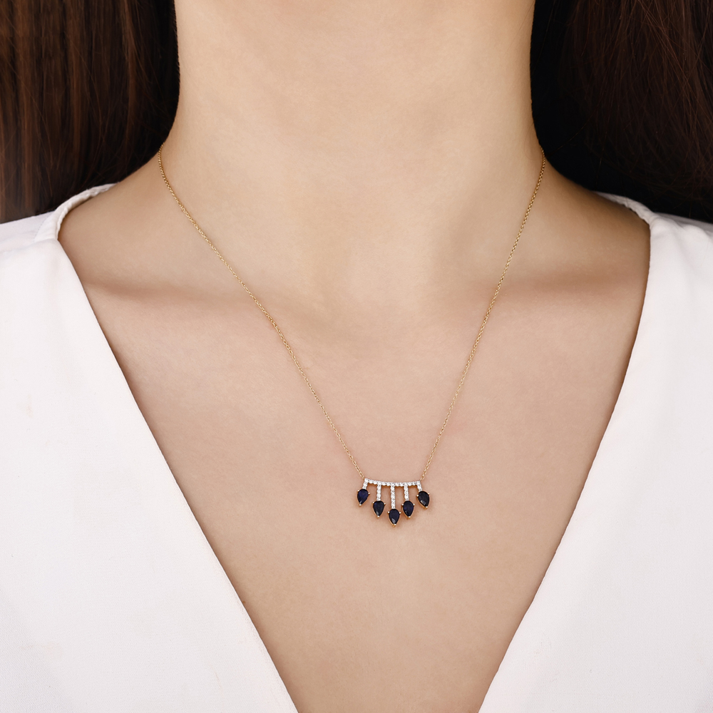 Damla Kesim Safir Pırlanta Kolye