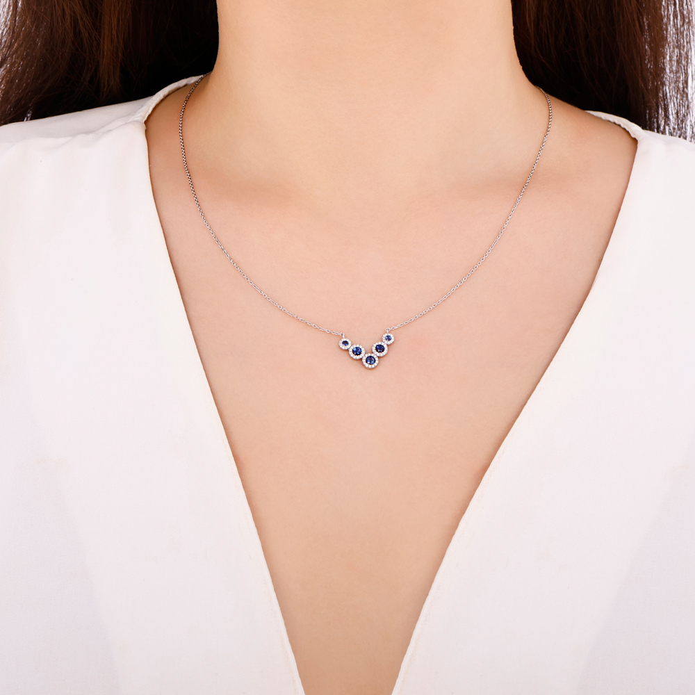 0.67 Karat Safir Pırlanta Kolye