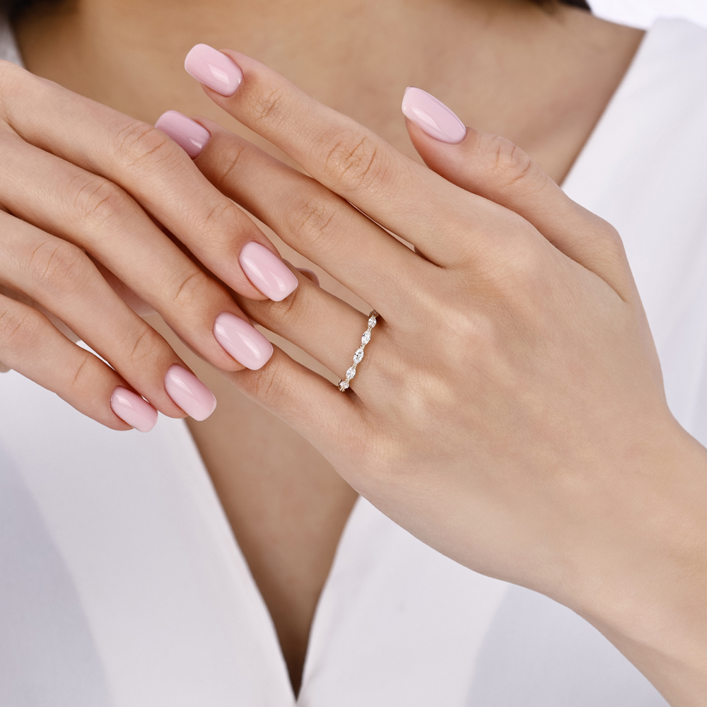 0.80 Karat Markiz Yarımtur Pırlanta Yüzük