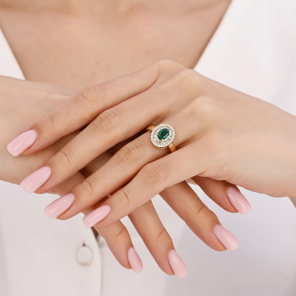 1.28 Karat Zümrüt Pırlantalı Yüzük