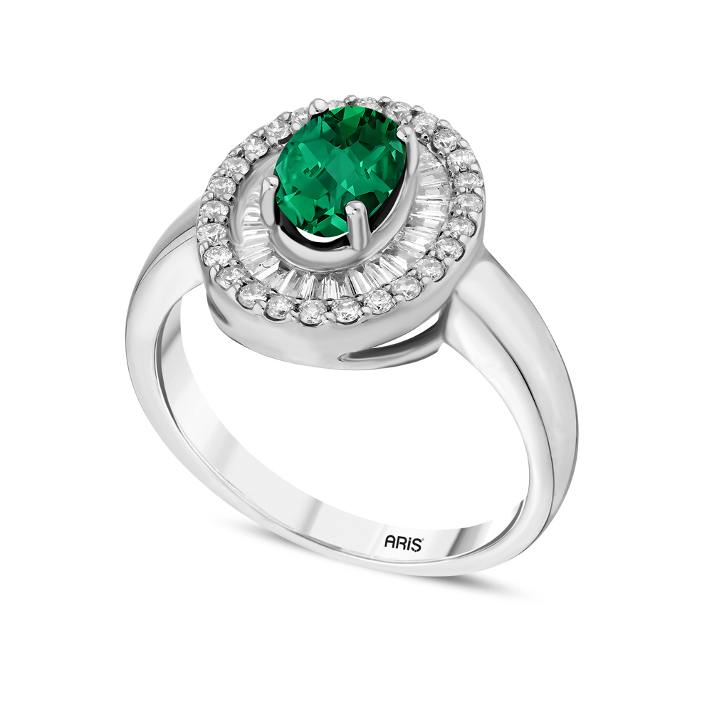1.28 Karat Zümrüt Pırlantalı Yüzük