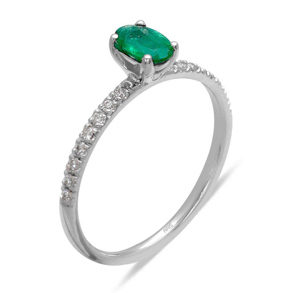0.44 Karat Oval Zümrüt Pırlanta Yüzük