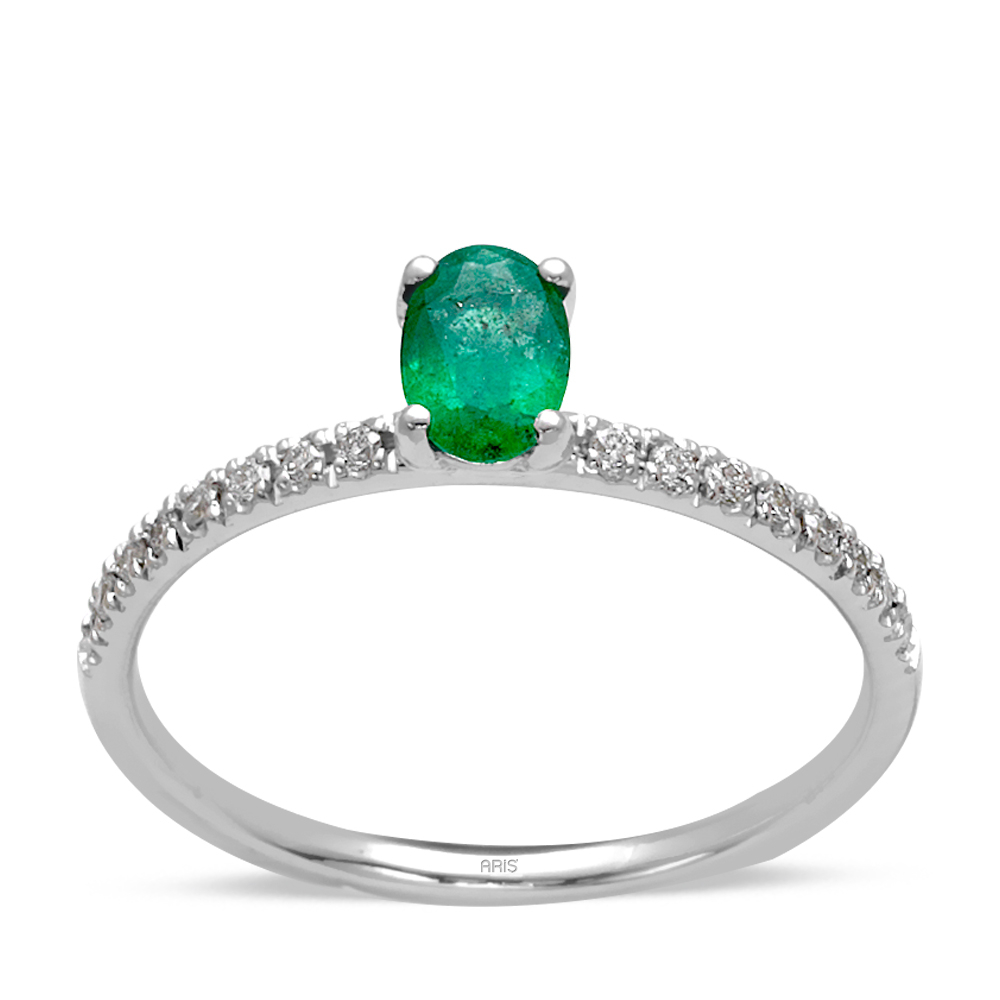 0.44 Karat Oval Zümrüt Pırlanta Yüzük