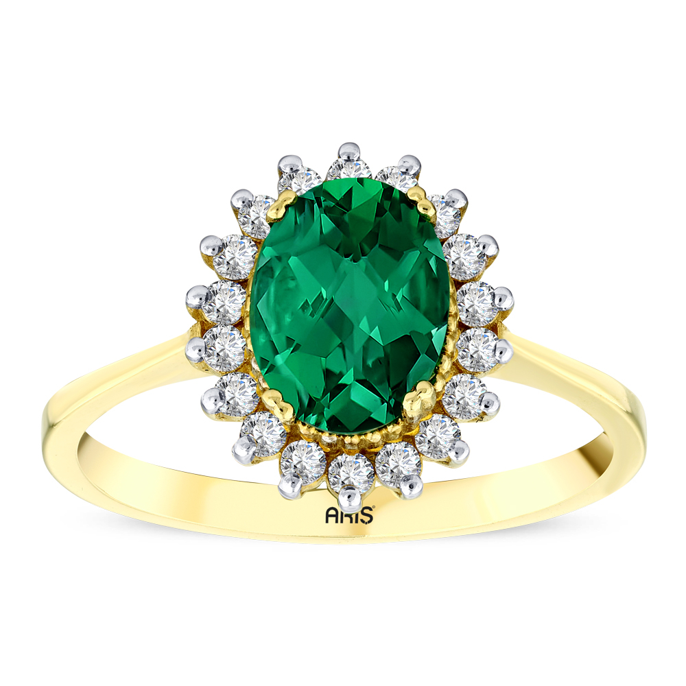 1.07 Karat Oval Zümrüt Pırlanta Yüzük