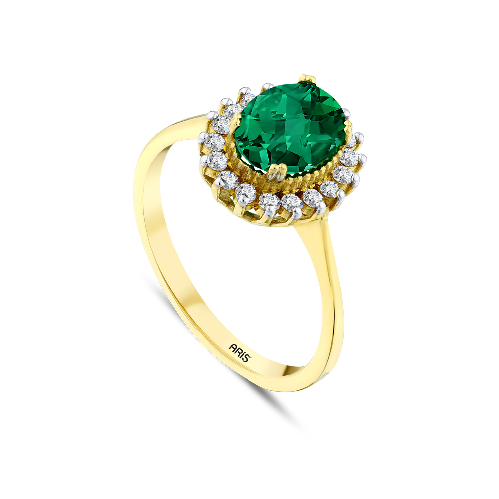 1.07 Karat Oval Zümrüt Pırlanta Yüzük