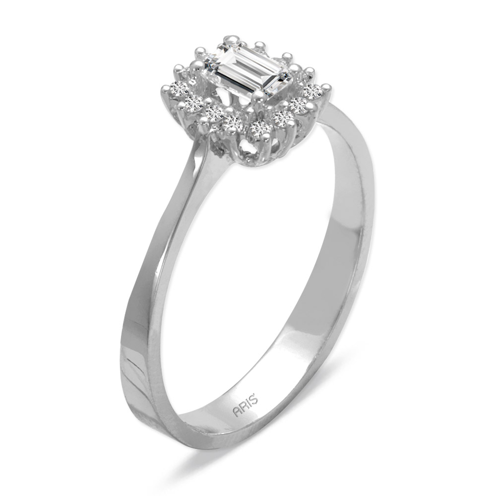 Zümrüt Kesim Tektaş Pırlanta Yüzük