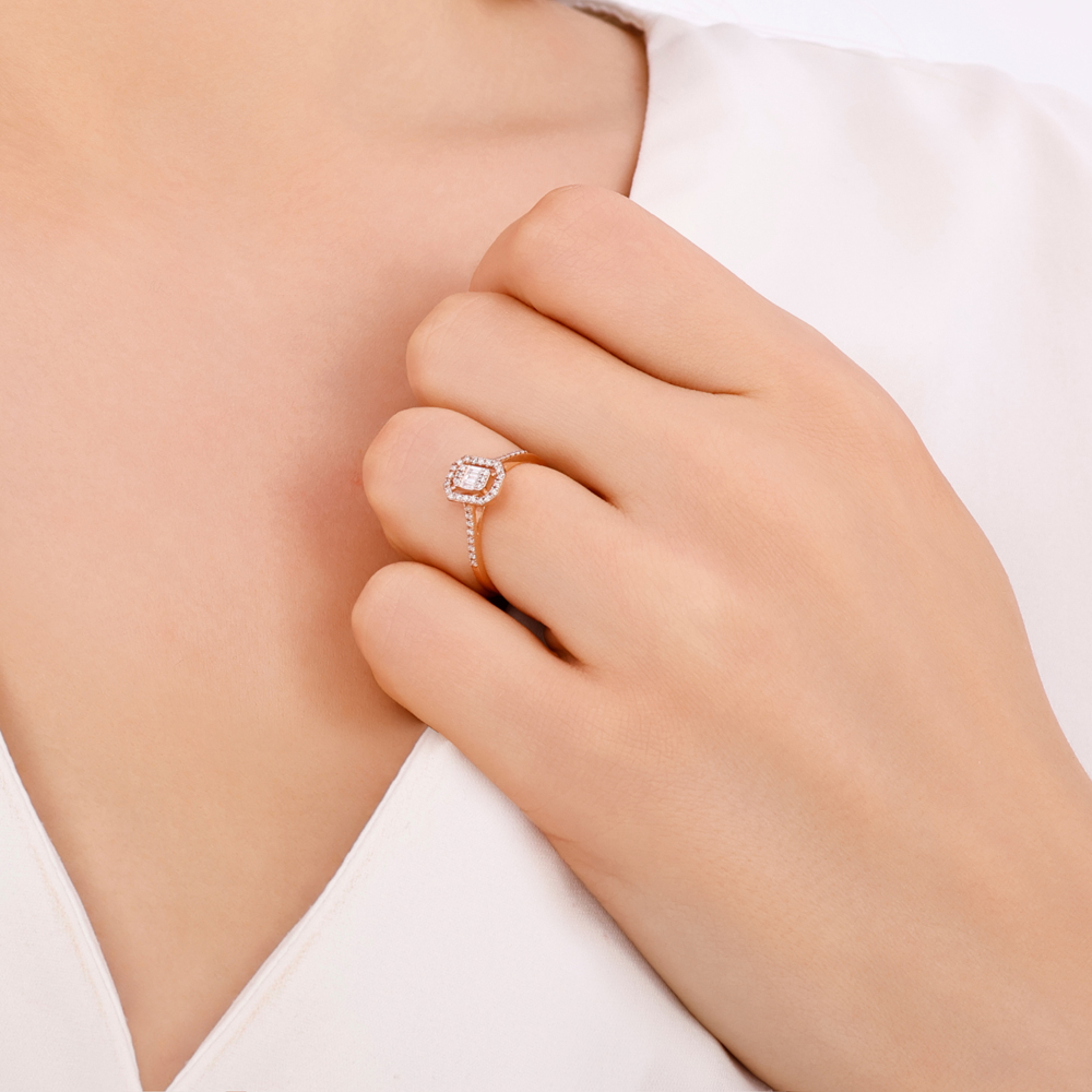 0.15 Karat Pırlanta Baget Yüzük