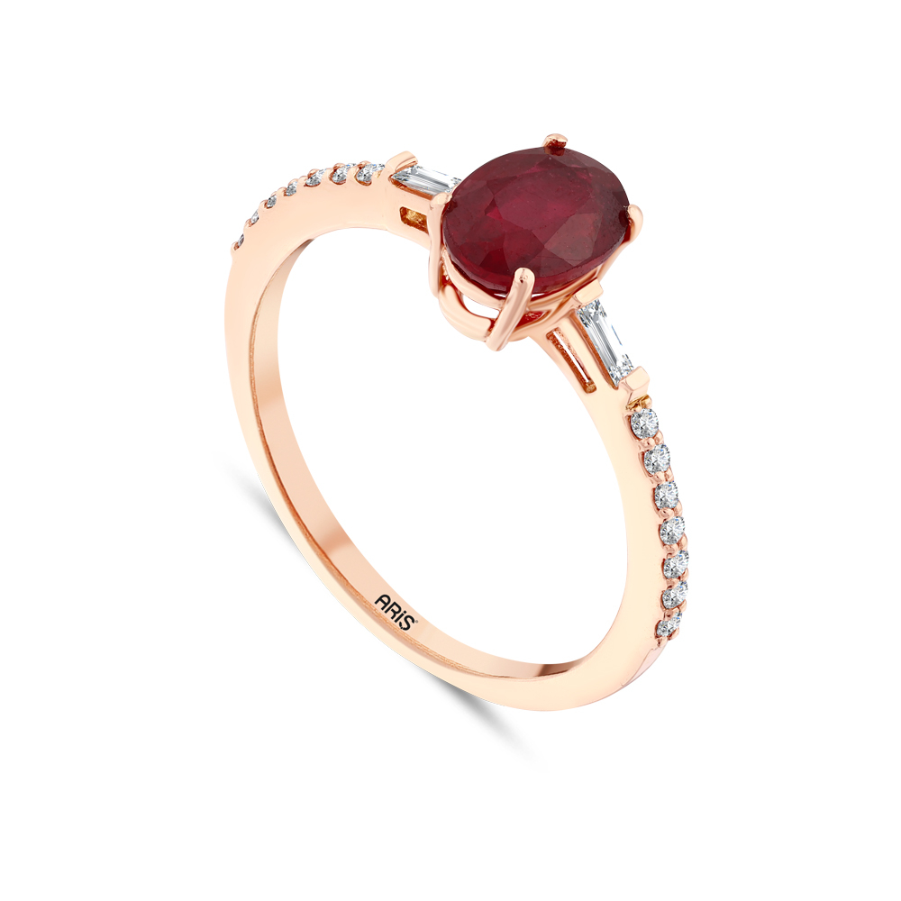 Oval Yakut Pırlanta Yüzük