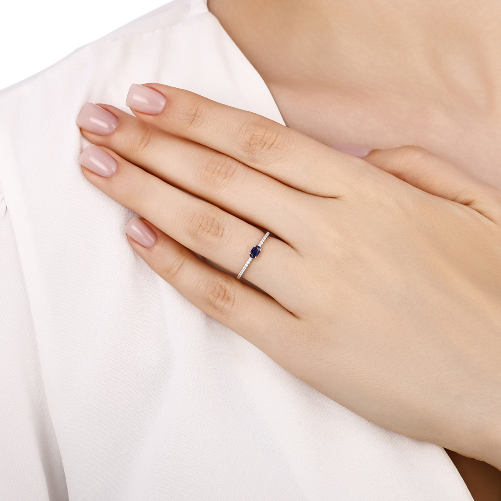 Oval Safir Pırlanta Yüzük