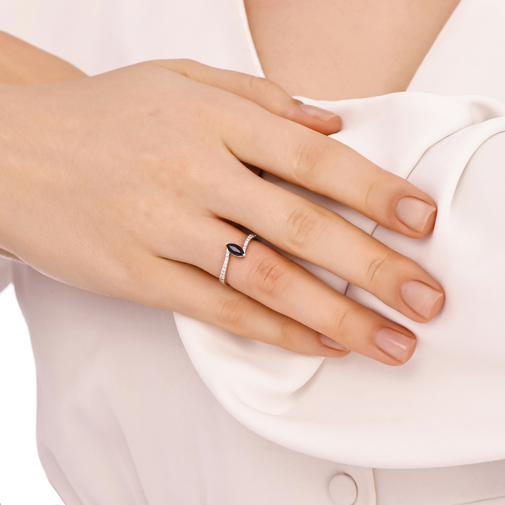 Markiz Kesim Safir Pırlanta Yüzük