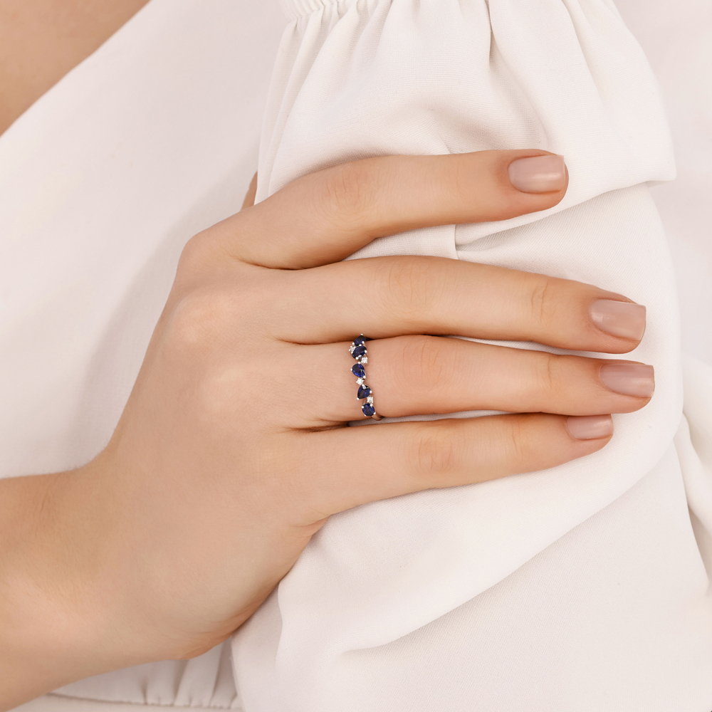 Yarımtur Safir Pırlanta Yüzük