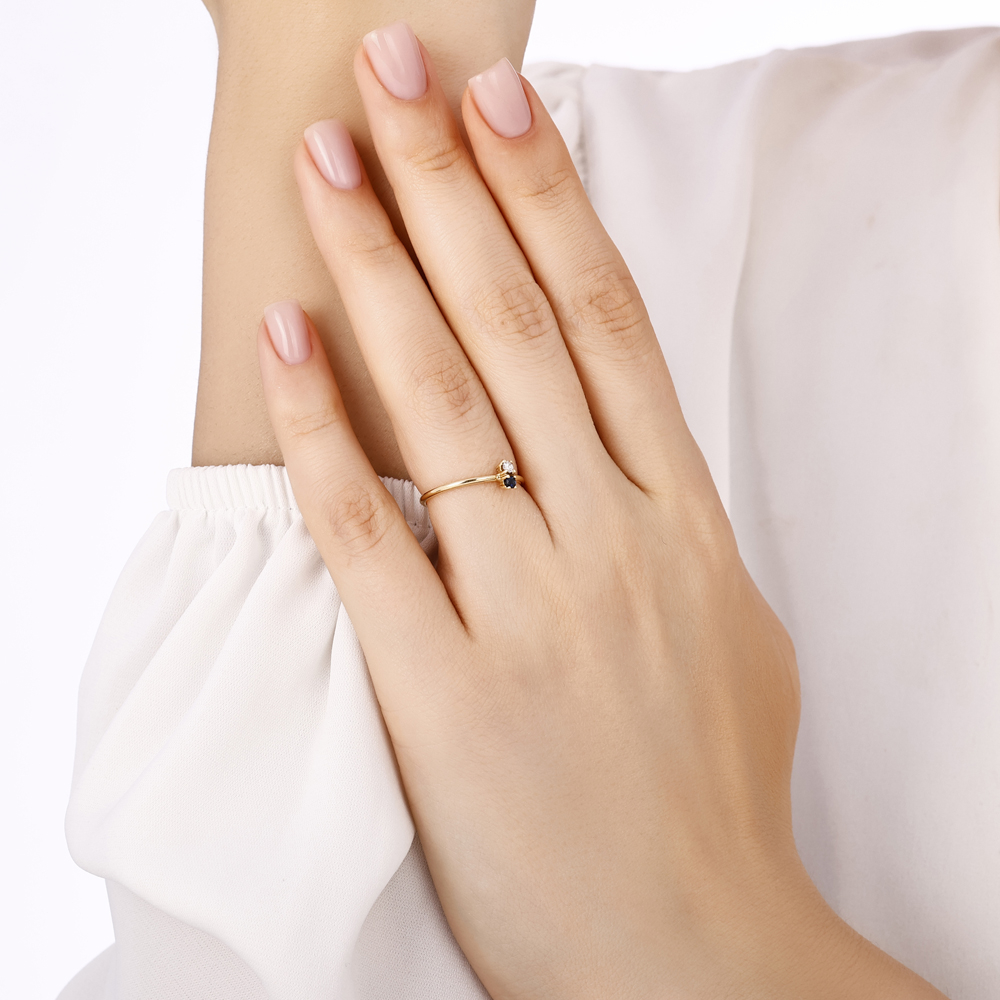 0.10 Karat Safir Pırlanta Yüzük