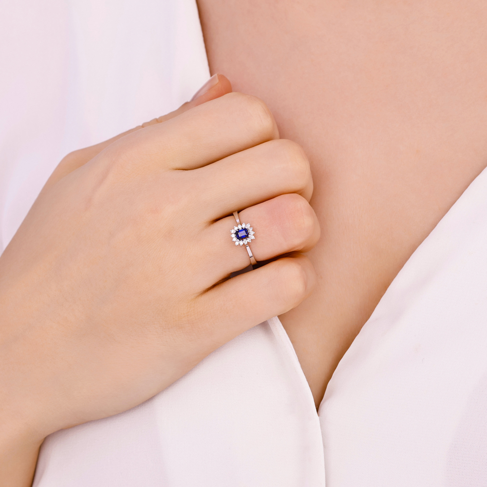 0.43 Karat Safir Pırlanta Yüzük