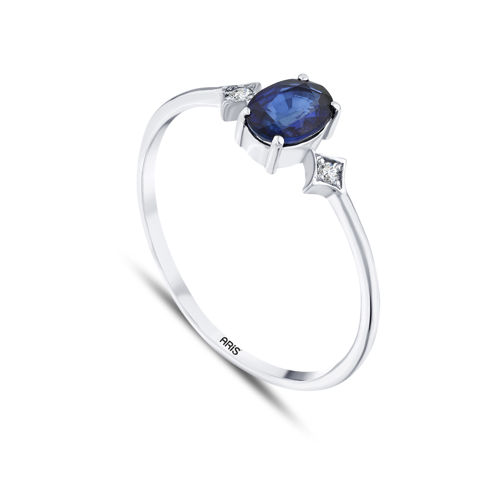 0.52 Karat Oval Safir Pırlanta Yüzük