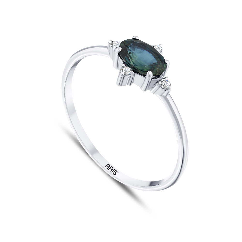 0.61 Karat Oval Safir Pırlanta Yüzük