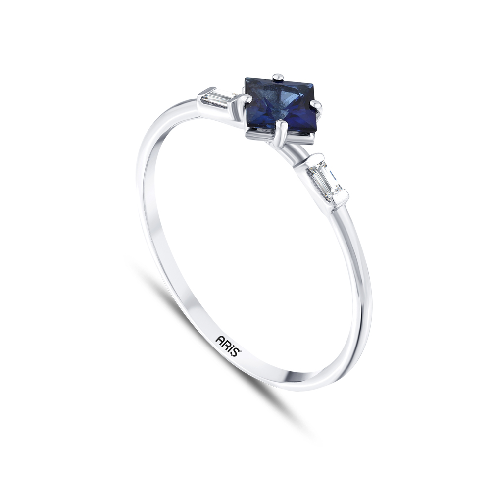 0.38 Karat Prenses Safir Pırlanta Yüzük