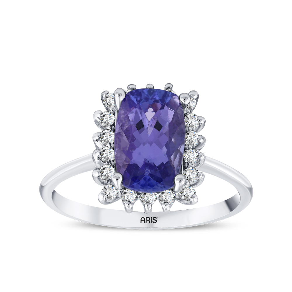 Zümrüt Kesim Tanzanit Pırlanta Yüzük