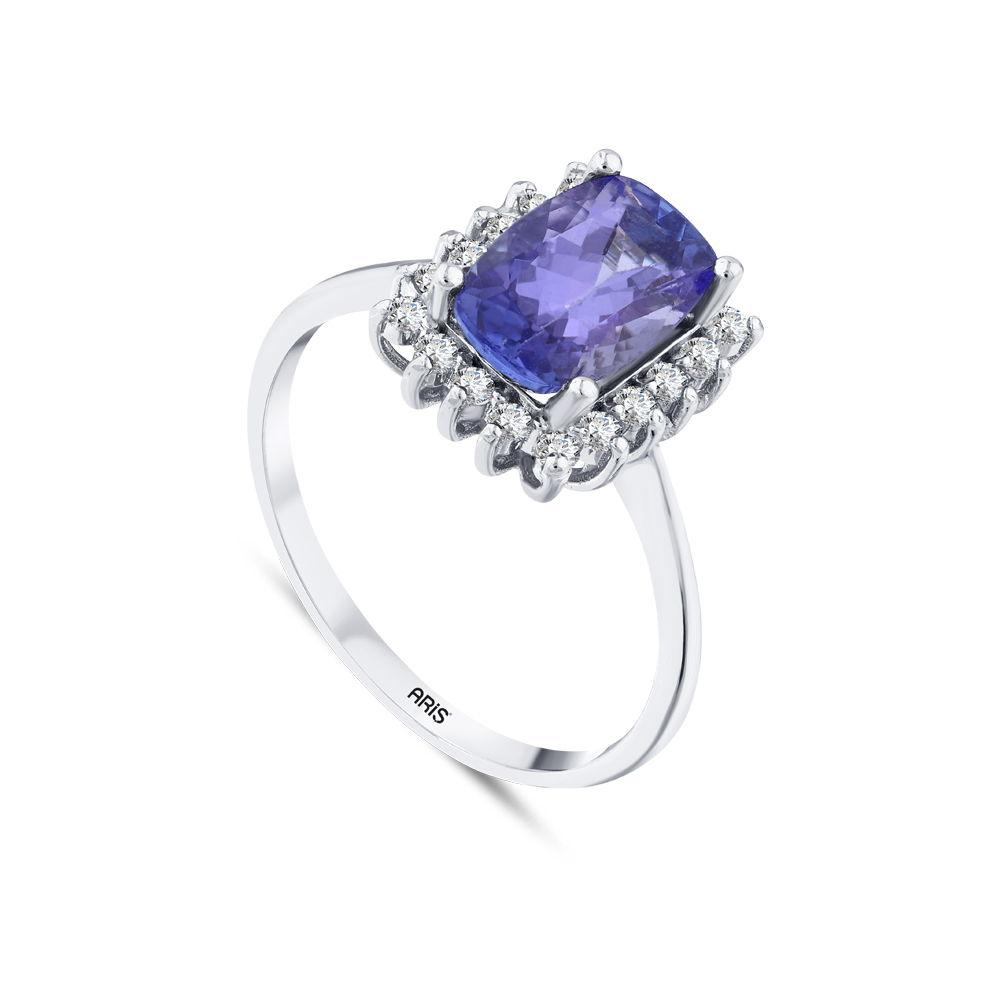 Zümrüt Kesim Tanzanit Pırlanta Yüzük