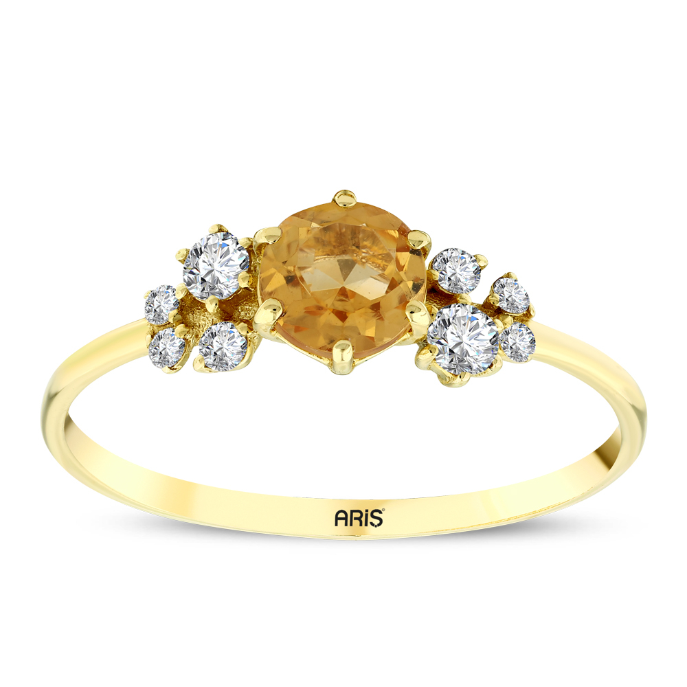 Sitrin Taşı Pırlanta Yüzük