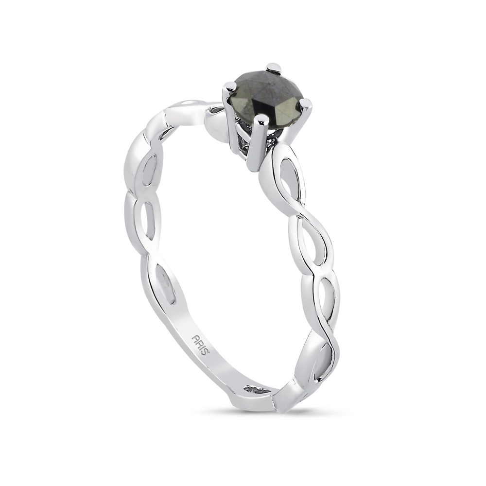 Siyah Pırlanta Sonsuzluk Tektaş Yüzük