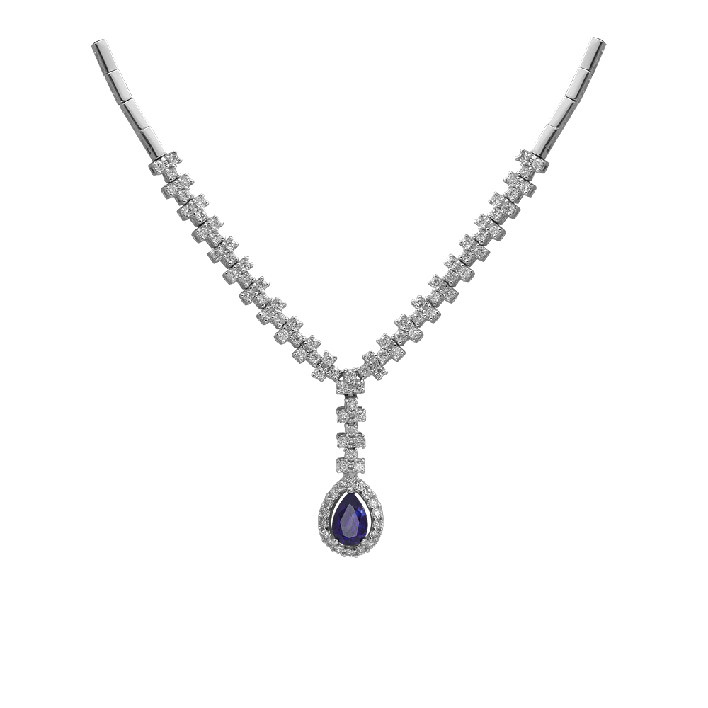 Pırlantalı Damla Safir Gerdanlık