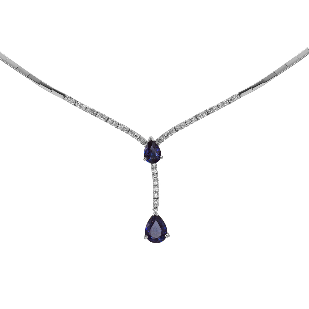 Pırlanta Damla Safir Gerdanlık