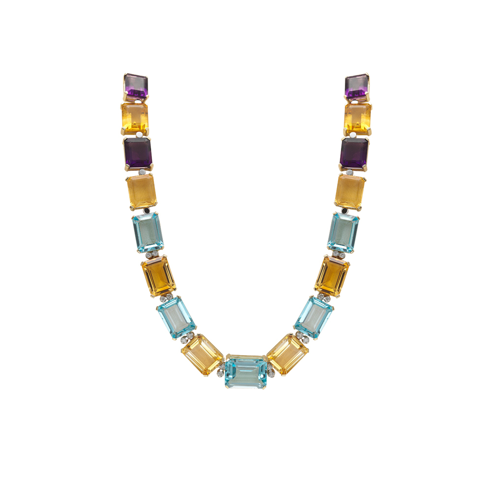 Renkli Taşlı Pırlanta Gerdanlık