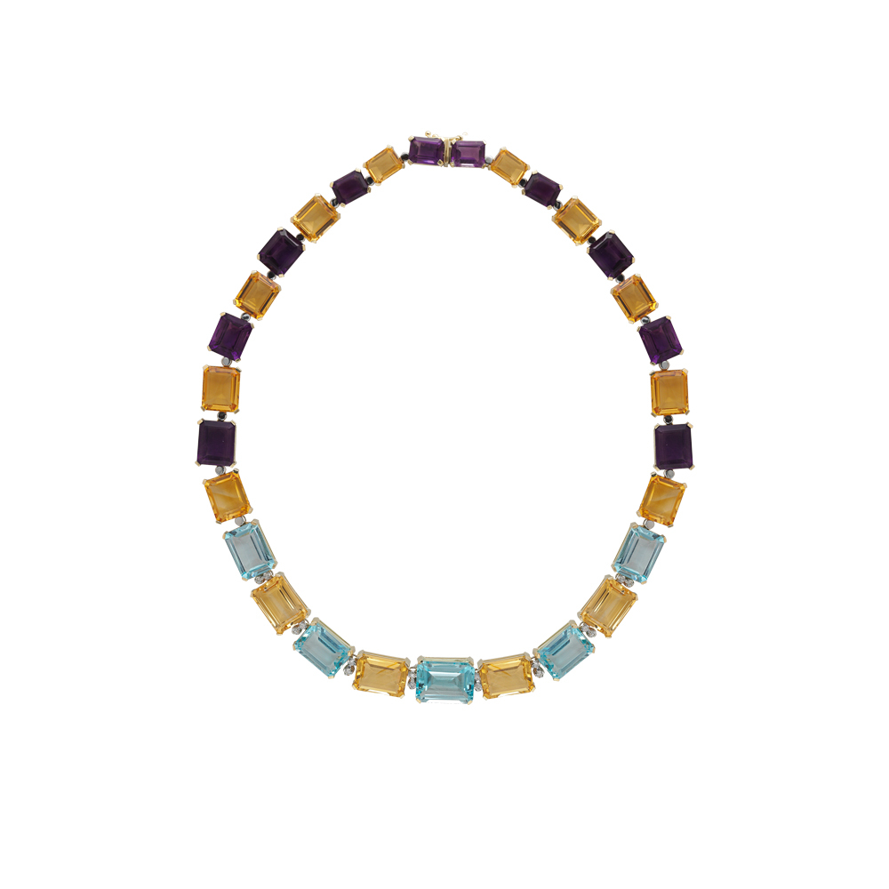 Renkli Taşlı Pırlanta Gerdanlık