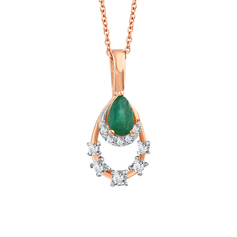 Damla Zümrüt Altın Kolye