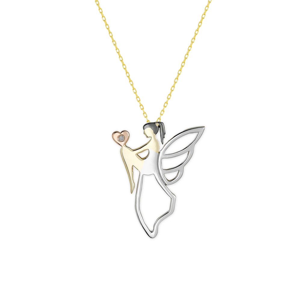 Pırlanta Kalpli Peri Kolye