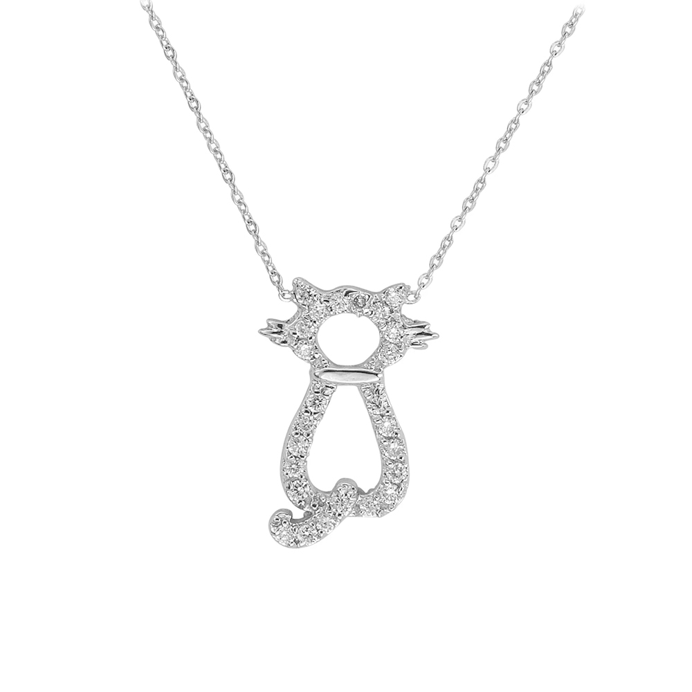 Pırlanta Altın Kedi Kolye