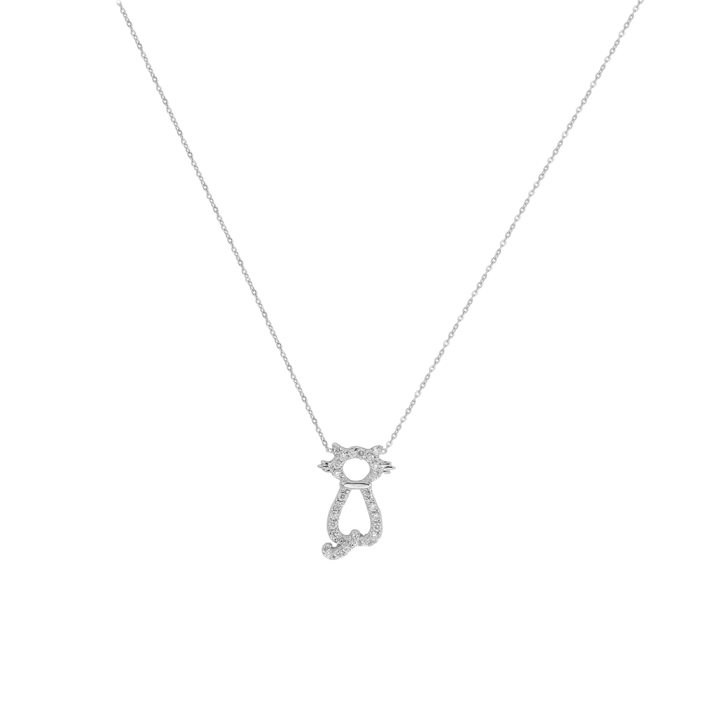 Pırlanta Altın Kedi Kolye