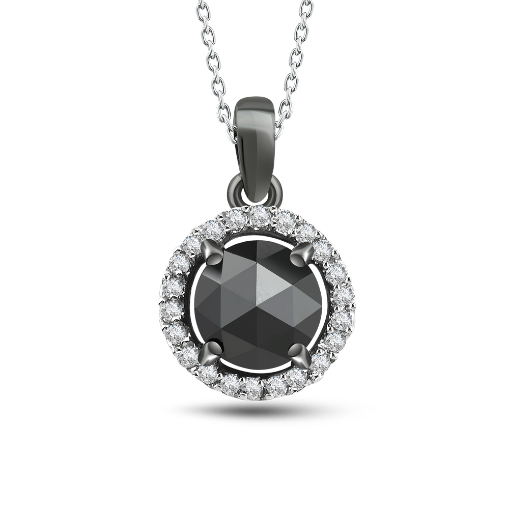 Siyah Pırlanta Tektaş Kolye