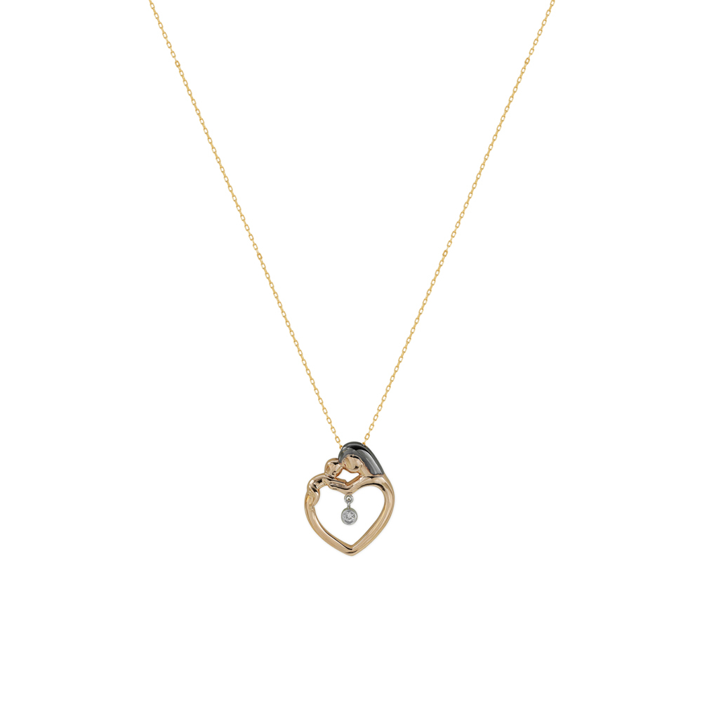 Pırlantalı Anne ve Bebek Kolye