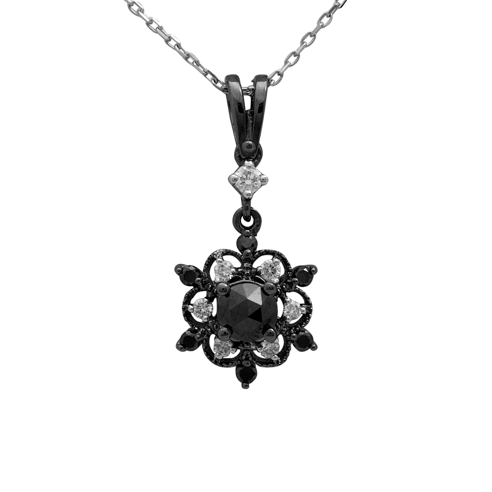 Siyah Beyaz Pırlanta Kolye