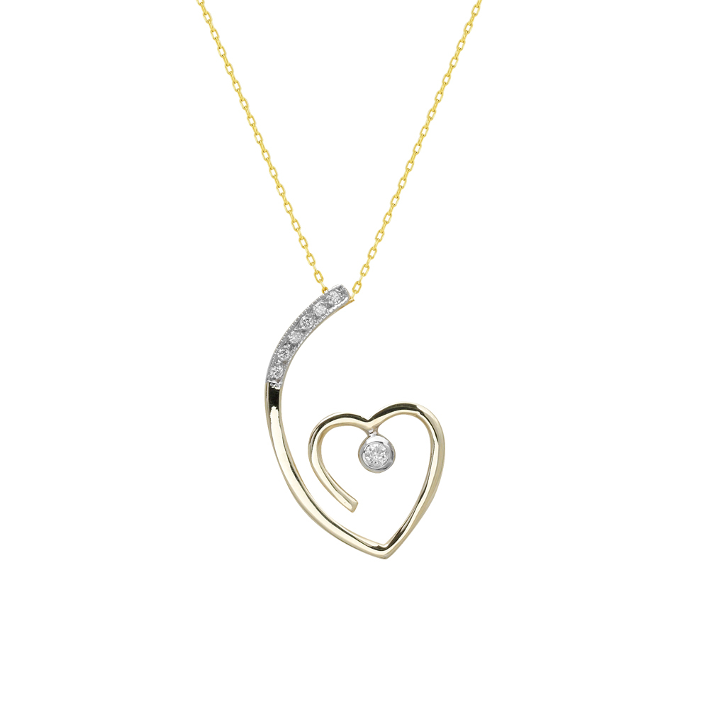 Pırlanta Kalp Kolye