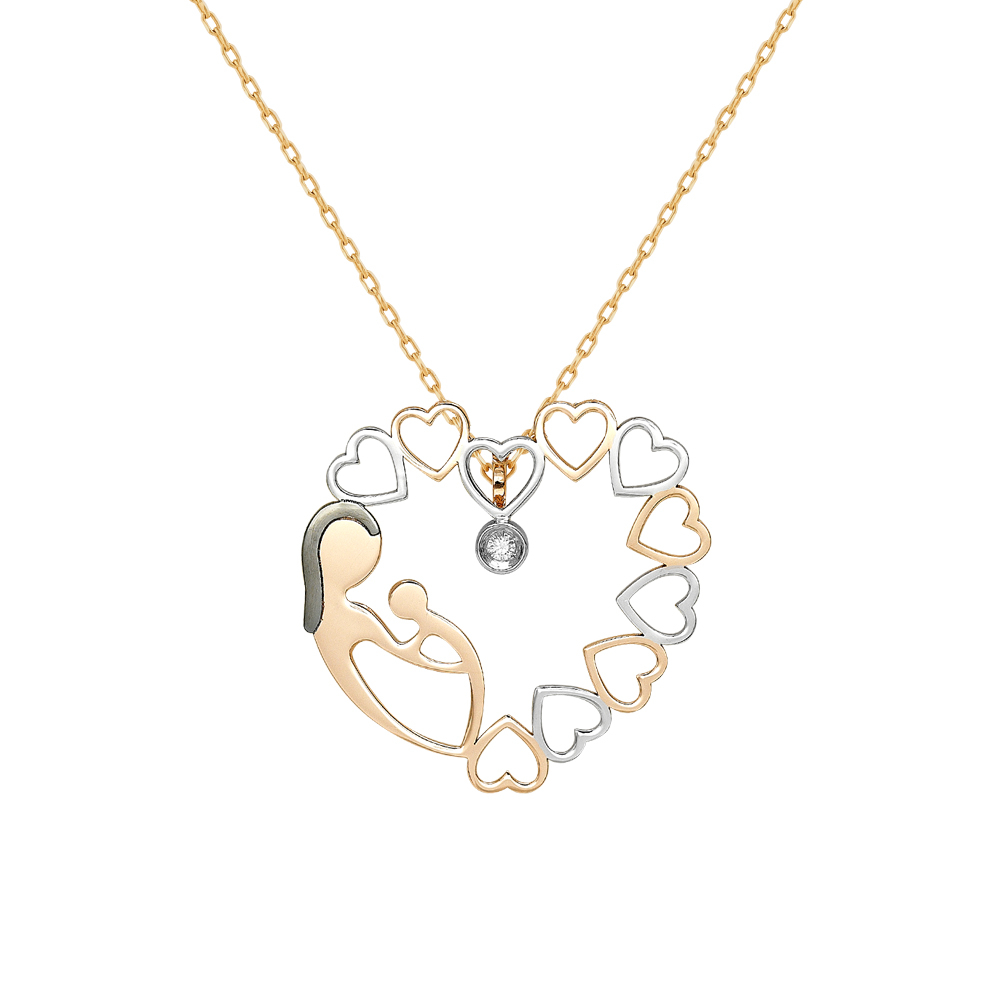 Pırlanta Kalbim Annemle Kolye