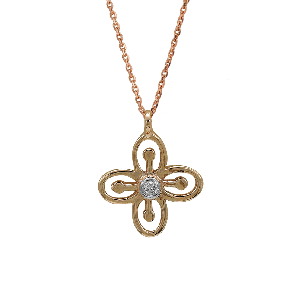 Pırlantalı Adinkra Varlık Sembolü Kolye (Besa Saka)