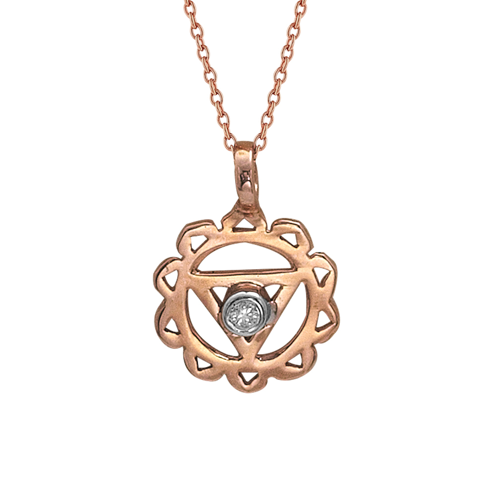 Pırlantalı Göbek Çakrası (Manipura-Solar Pleksus) Altın Kolye