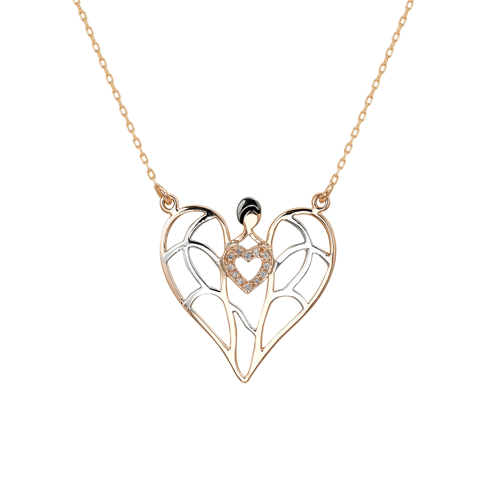 Pırlanta Melek Kalp Kolye