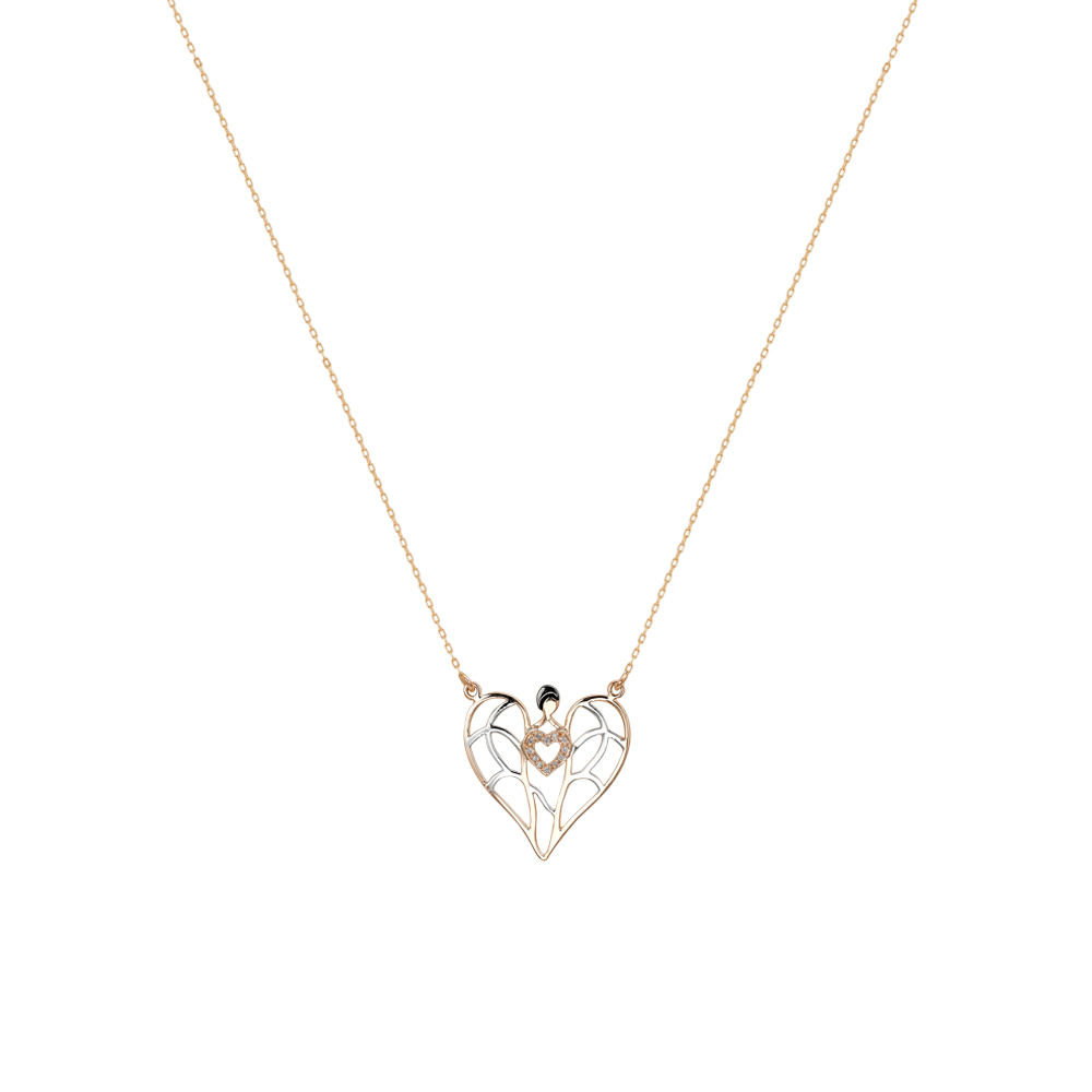 Pırlanta Melek Kalp Kolye