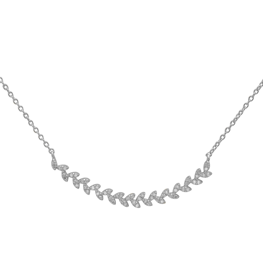 Pırlanta Yaprak Beyaz Altın Kolye