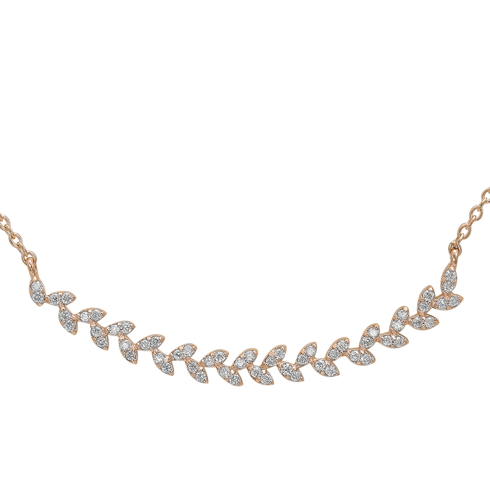 Pırlanta Yaprak Beyaz Altın Kolye