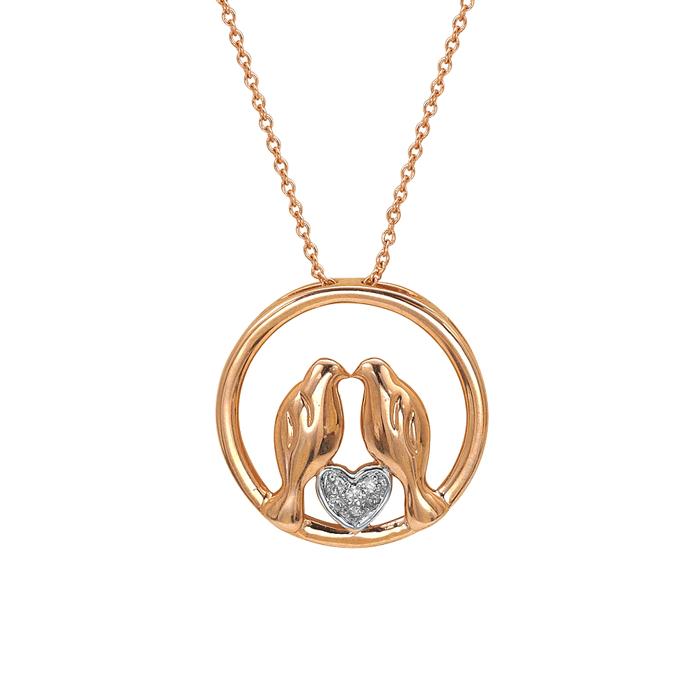 Pırlanta Kalpli Kumru Kolye