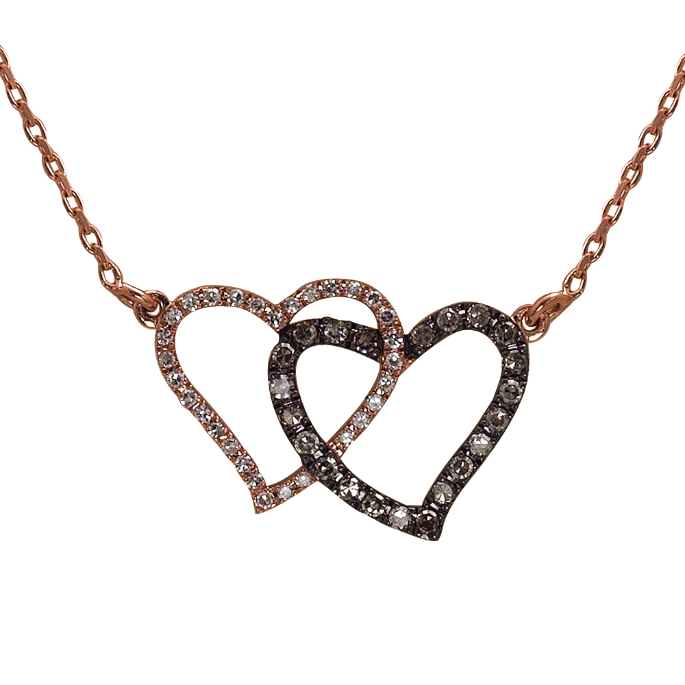 Pırlanta Çift Kalp Kolye