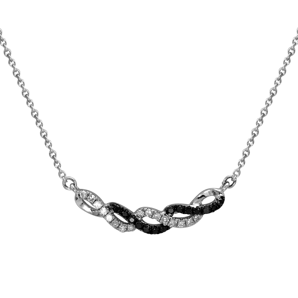 Siyah Beyaz Pırlanta Fantezi Kolye