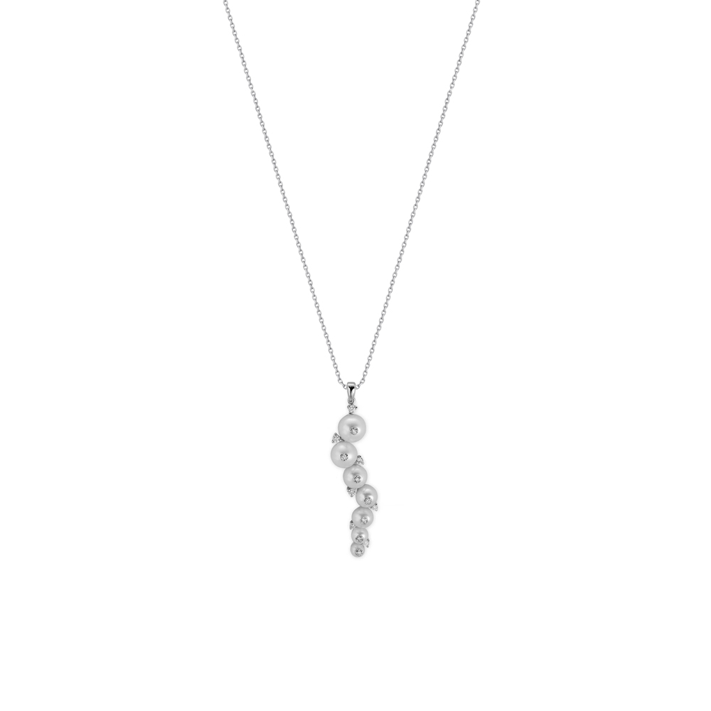 Pırlanta İnci Kolye Altın