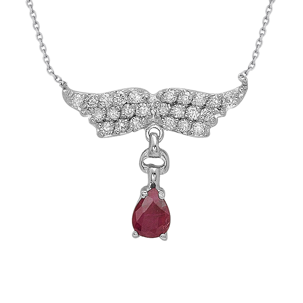 Pırlanta Yakut Melek Kanadı Kolye