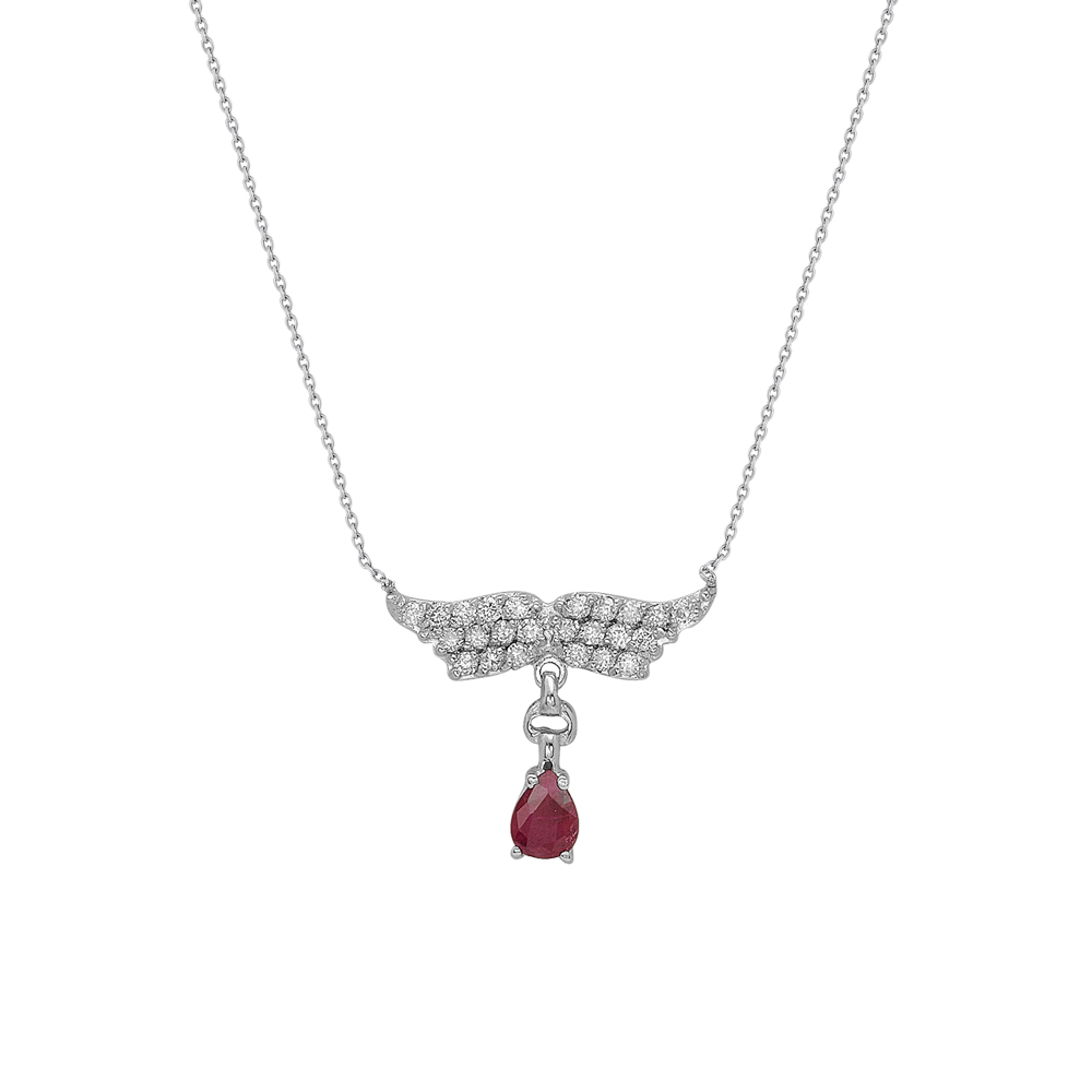 Pırlanta Yakut Melek Kanadı Kolye